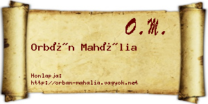 Orbán Mahália névjegykártya